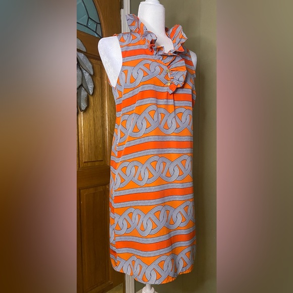 5 for $50 - Mud Pie Sleeveless Shift Dress with Ruffled Neckline - Picture 2 of 5